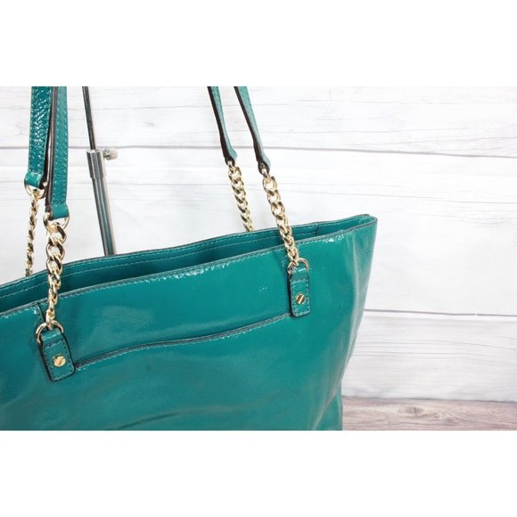 Michael Kors Jade Green Leather Shoulder Tote Handbag - Picture 9 of 10